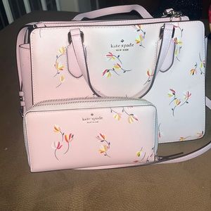 Kate Spade pink floral bag and matching wallet 2pc set ♠️🌸🌷🌺